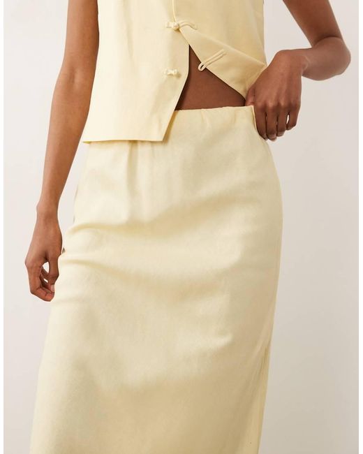 Mango Natural Laguna Linen Mix Column Maxi Skirt Co-Ord