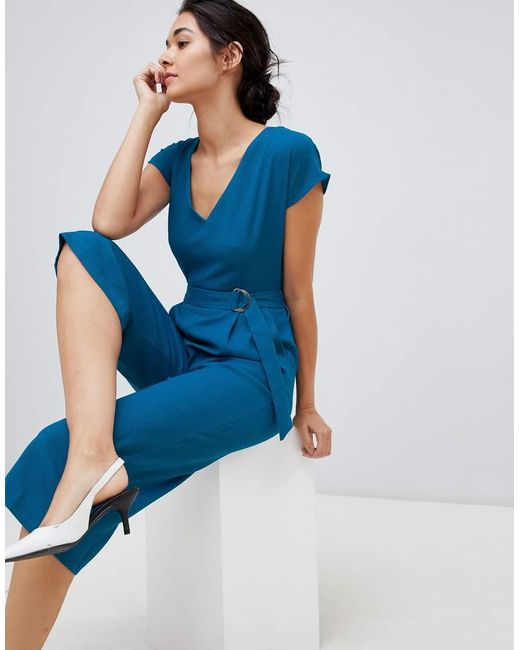 Oasis Tie Front Jumpsuit in Blue Lyst UK