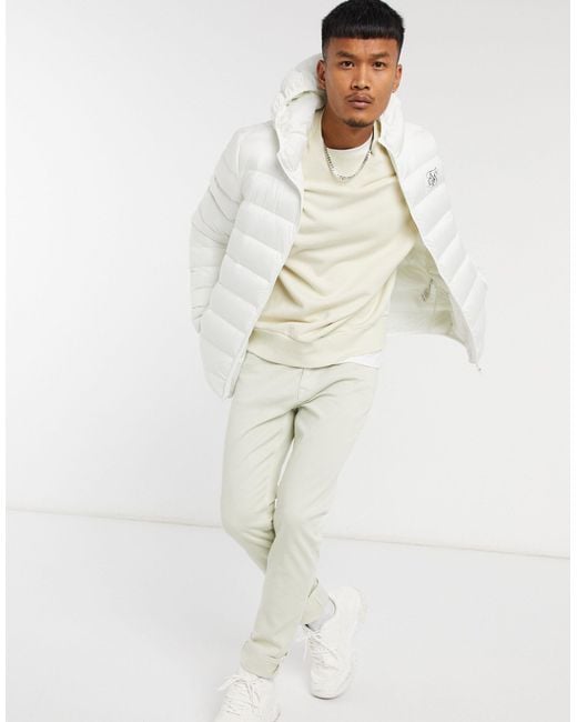 Siksilk White Puffer Jacket With Hood for men