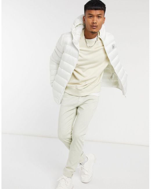 SIKSILK Puffer Jacket With Hood in White for Men | Lyst