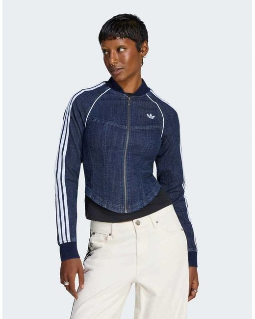 Adidas Originals Blue Superstar Denim Corset Track Top