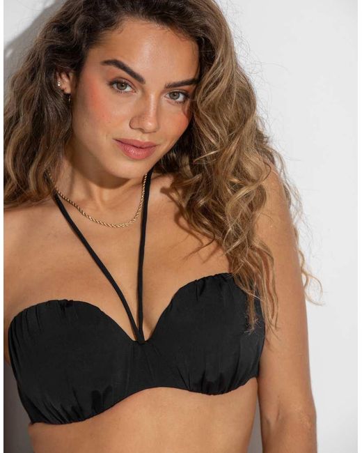 Pour Moi Black Santa Cruz Strapless Lightly Padded Underwired Bikini Top