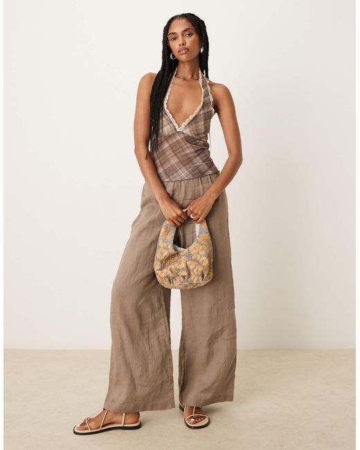 ASOS Brown – neckholder-oberteil aus netzstoff