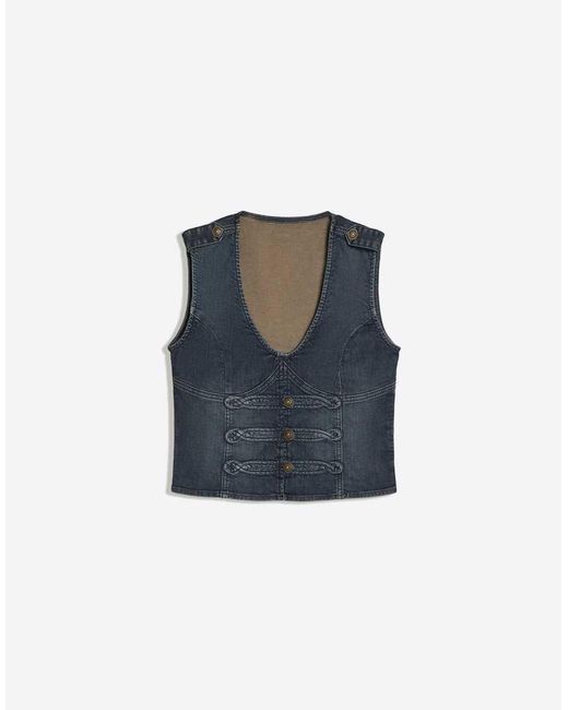 Bershka Red Button-up Denim Gilet