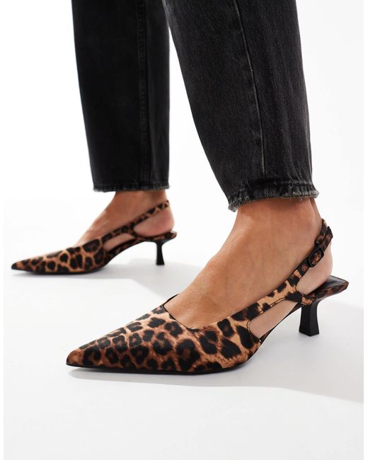 Stradivarius Black Kitten Heel Slingback