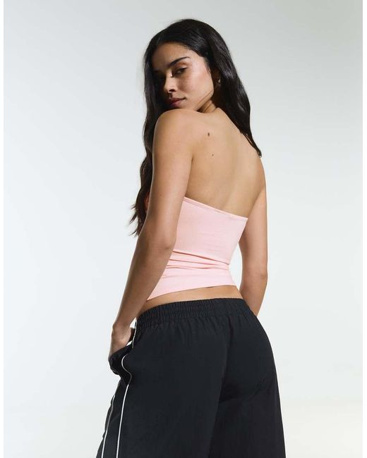 Bershka Pink Ruched Bandeau Top