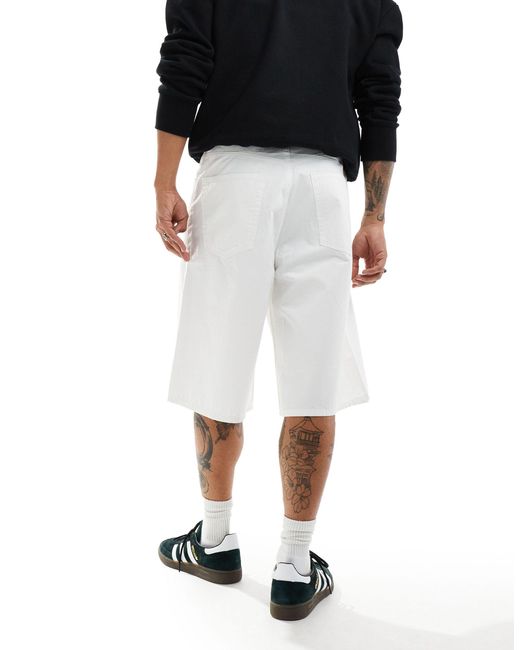 Weekday White Astro Loose Skater Fit Shorts for men