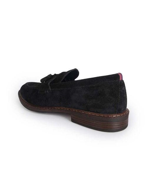 Thomas Crick Black 'Clinton' Leather Tassel Formal Loafer Shoes for men