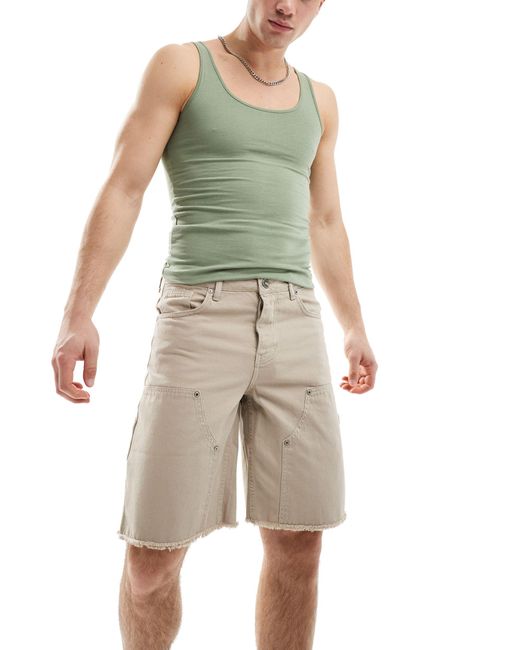 Sixth June – worker-jeans-shorts in Green für Herren