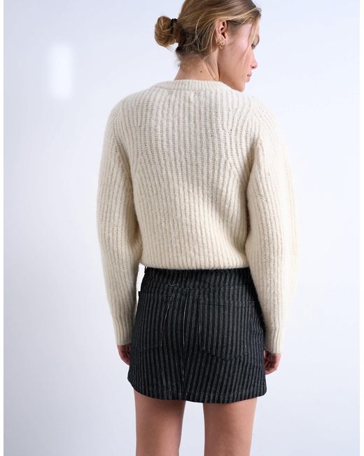 TOPSHOP White Denim Pelmet Mini Skirt