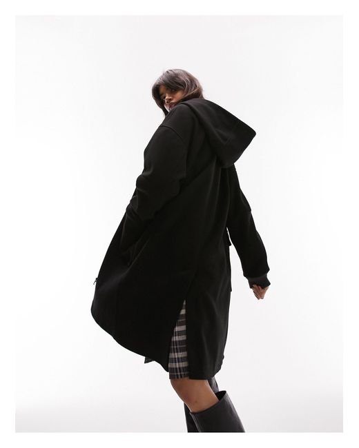 TOPSHOP Clean Duffle Coat in Black | Lyst