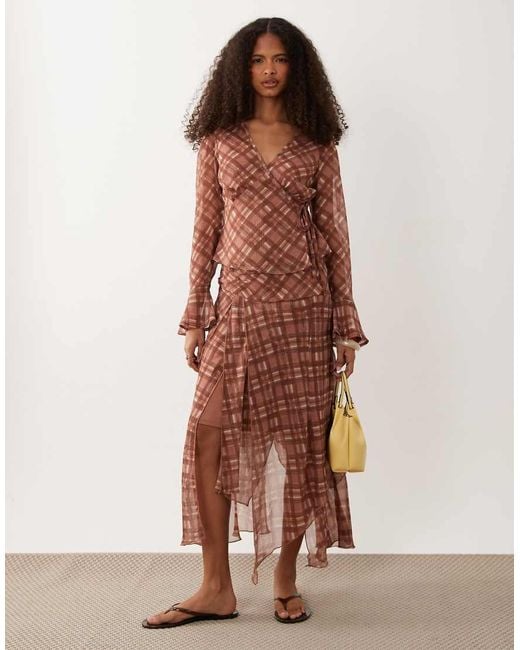 Wednesday's Girl Brown Hanky Hem Midaxi Skirt