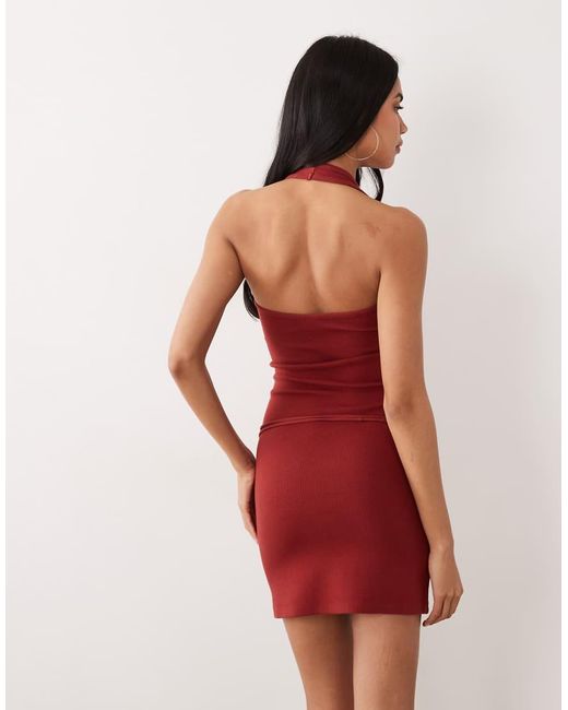 ASOS Red Trim Halter Mini Dress