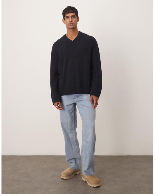 ARKET Blue Alpaca Wool Blend V-neck Jumper for men