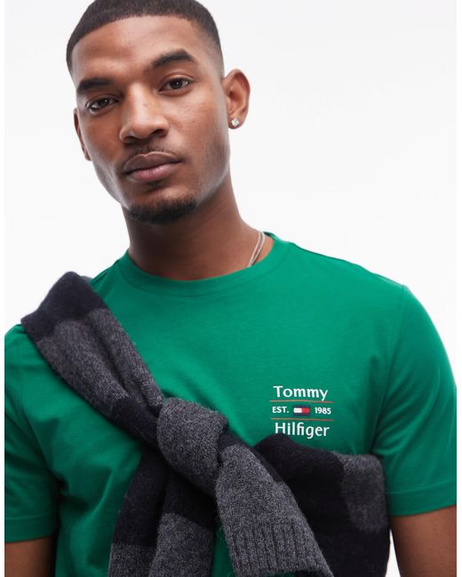 Tommy Hilfiger Green Stack Logo T-shirt for men