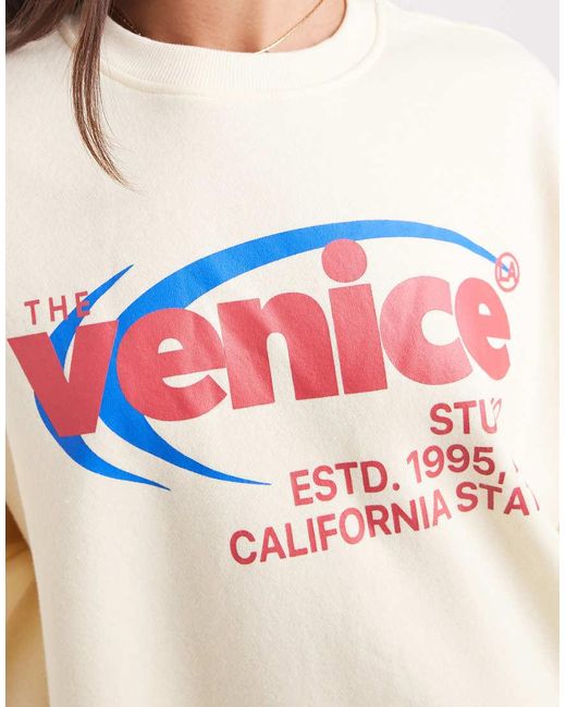 ONLY Natural Venice Print Boxy Sweatshirt