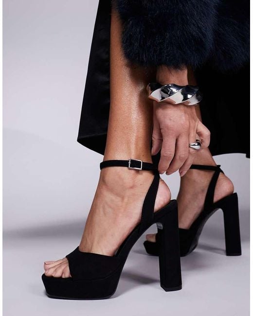 ASOS Black Naples Platform Barely There Block Heeled Sandals