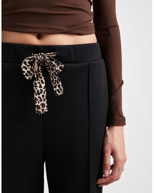 ONLY Black Leopard Print Bow Detail Trousers