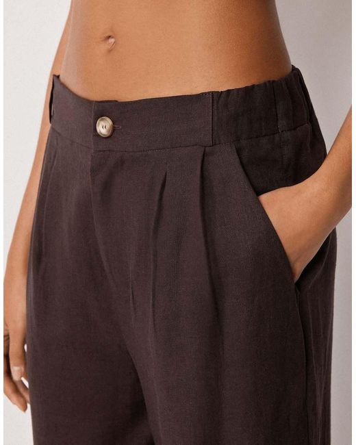 Calzedonia Brown Beach Trousers With Linen And Viscose