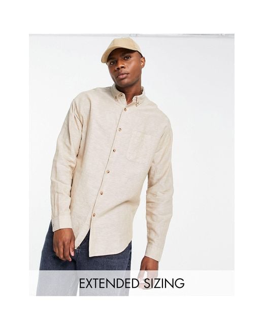 ASOS Oversized Linen Shirt in Natural for Men Lyst UK