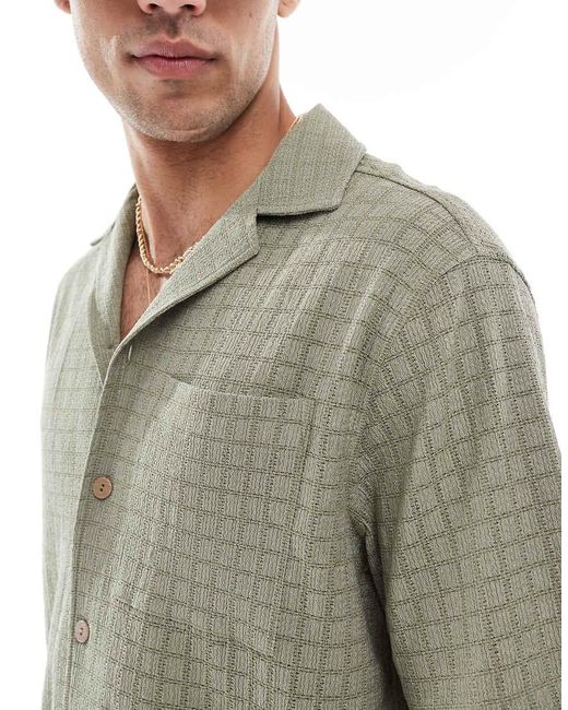 River Island Overhemd Met Reverskraag En Textuur in het Gray voor heren