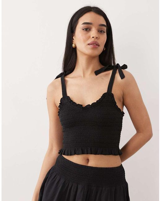Iisla & Bird Black Tie Detail Crop Top