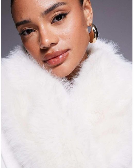 Forever New Blue Formal Belted Detachable Faux Fur Shawl Collar Coat
