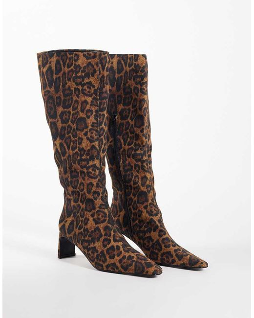 ASOS Brown Cedrick Chisel Toe Heeled Knee Boots