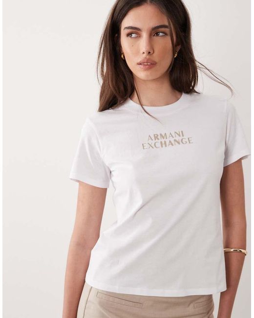 ARMANI EXCHANGE White Central Logo T-shirt