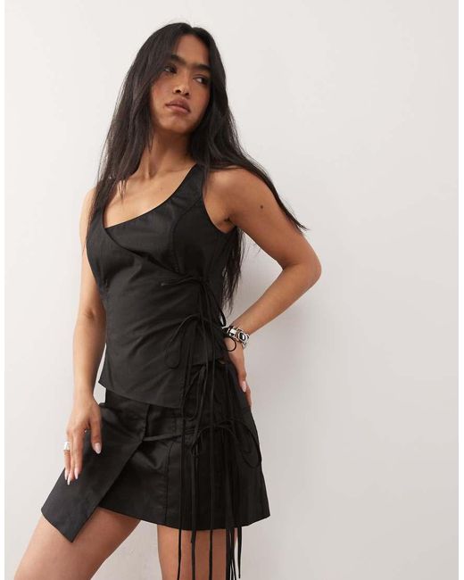 Weekday Black Co-Ord Wrap Top