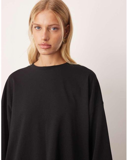 ARRANGE Black Cotton Oversized Long Sleeve T-shirt