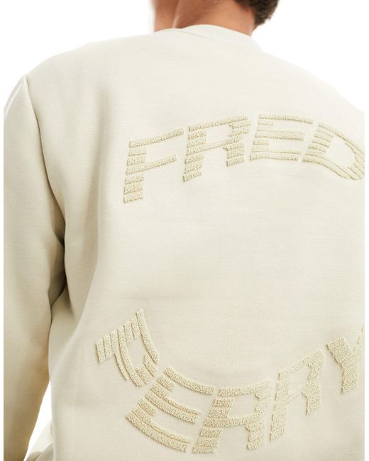 Fred Perry White Warped Graphic Sweatshirt Cream for men