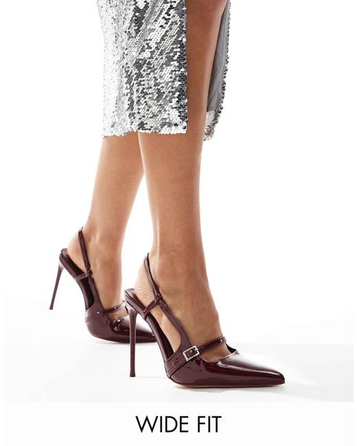 Public Desire White Public Desire Forget Me Not Wide Fit Sling Back Pointed Heeled Shoes