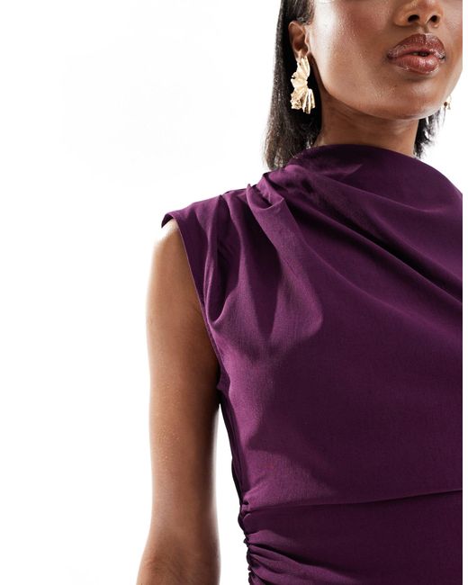 ASOS Purple Asos design tall – hochgeschlossenes, ärmelloses minikleid aus bengaline