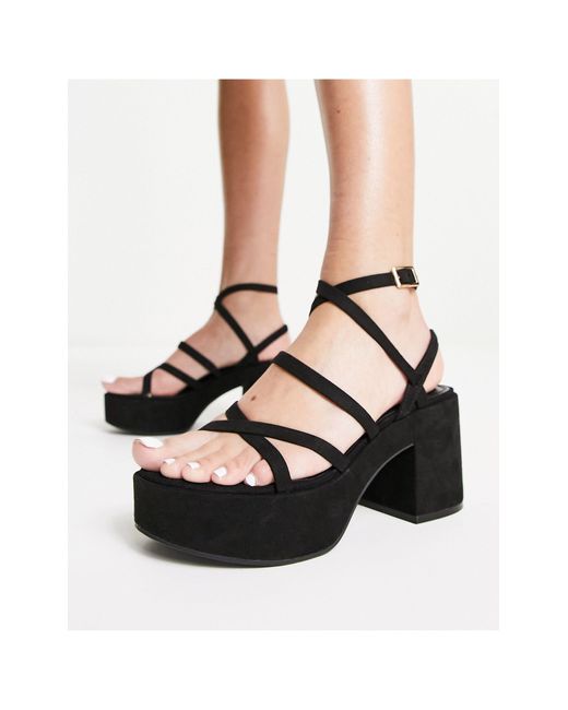 ASOS Hoxton Chunky Mid Platforms Sandals in Black | Lyst Canada