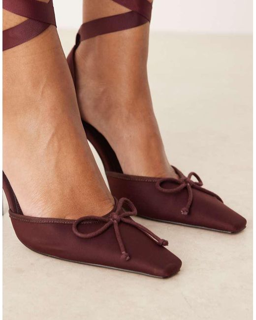 ASOS Natural Peony Tie Leg Detail High Heel Shoes