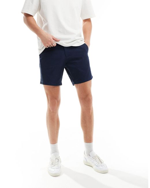 ASOS White 2 Pack Slim Stretch Mid Length Chino Shorts for men
