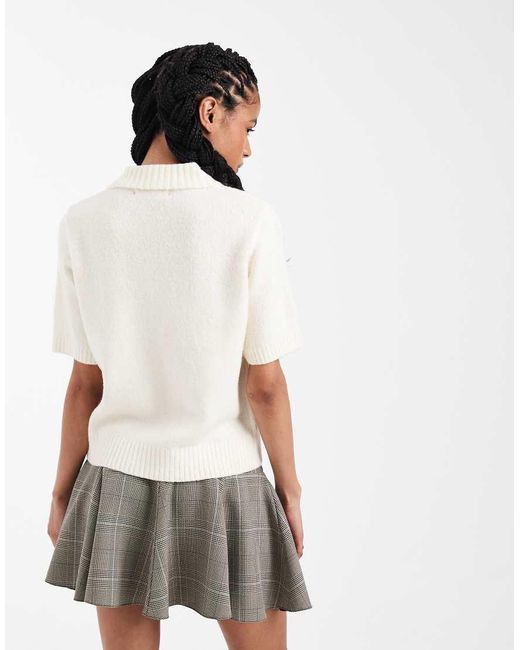 Threadbare White Short Sleeve Cardigan With Collar