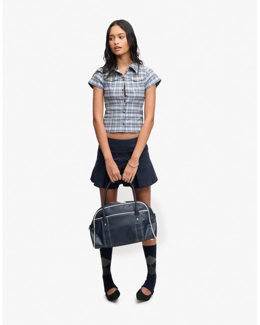 Bench x Superdry & Co Blue Fitted Check Short Sleeve Shirt