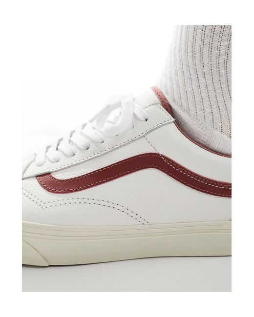 Vans White Old Skool Premium Leather Sneakers for men