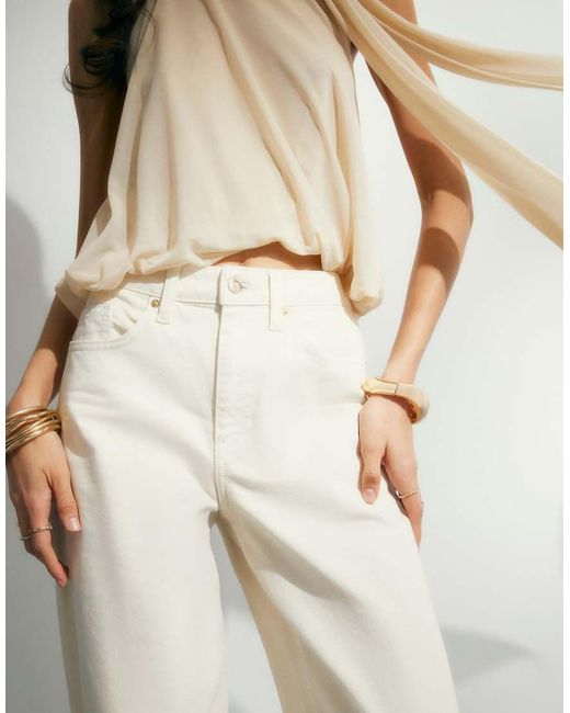 River Island White Cream Barrel Leg Jeans