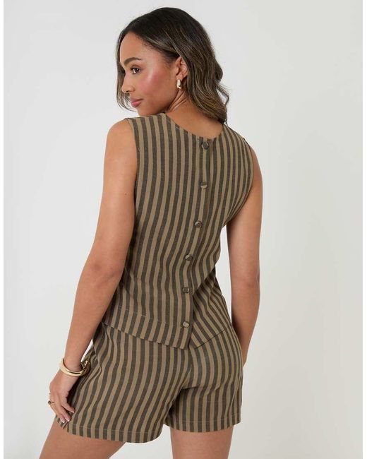 Threadbare Brown Stripe Shell Top