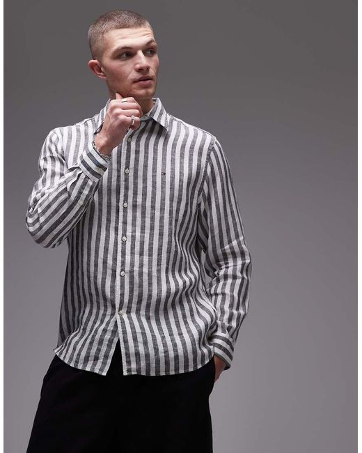 Tommy Hilfiger Gray Linen Look Shirt for men
