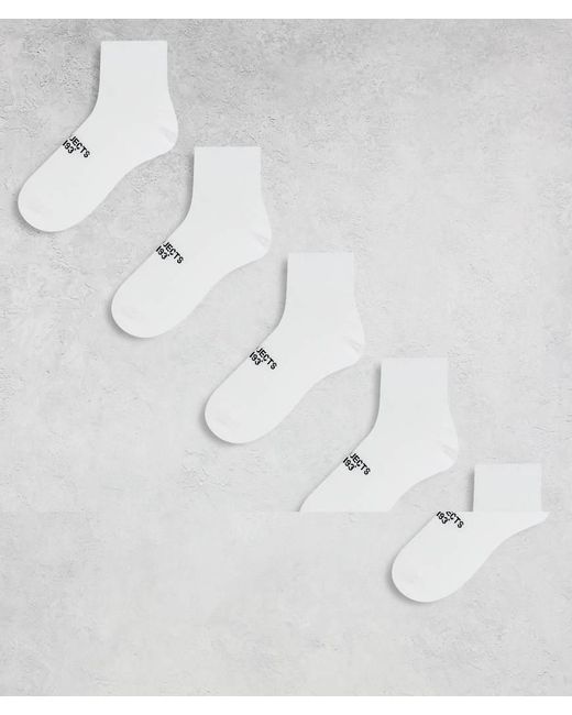 River Island White 5 Pack Plain Ankle Socks for men