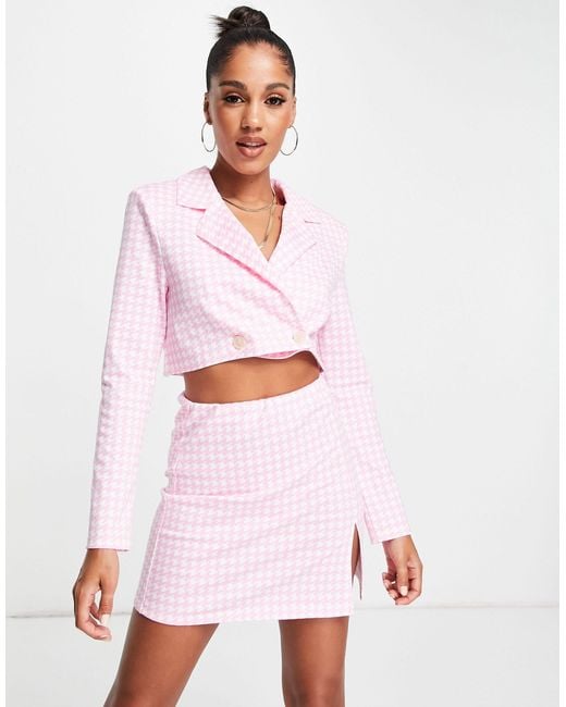 ASOS Synthetic Jersey Suit Mini Skirt With Split Detail in Pink | Lyst UK