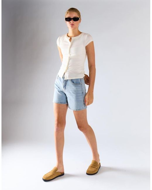 Glamorous Blue Button Front Tee
