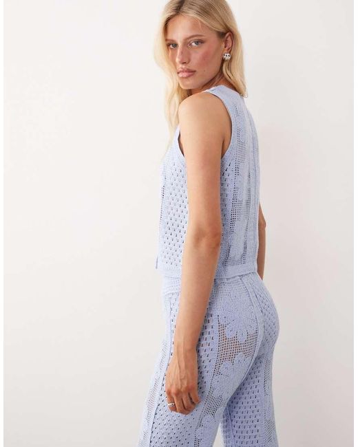 Mango Blue Daisy Knitted Sleeveless Top Co-Ord