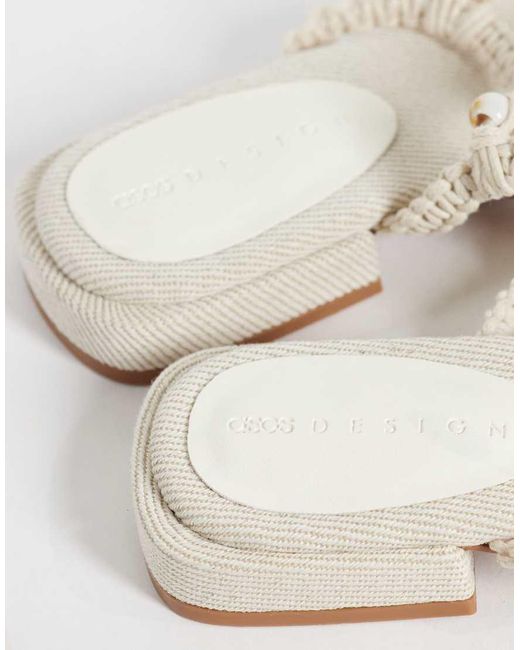 ASOS White Fernanda Rope Beaded Hardware Flat Sandals