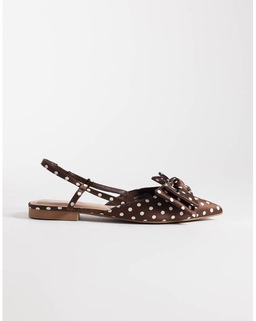 New Look Brown Satin Bow Slingback Ballet Flat