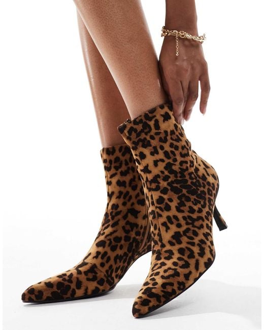 Glamorous Brown Kitten Heel Ankle Boots